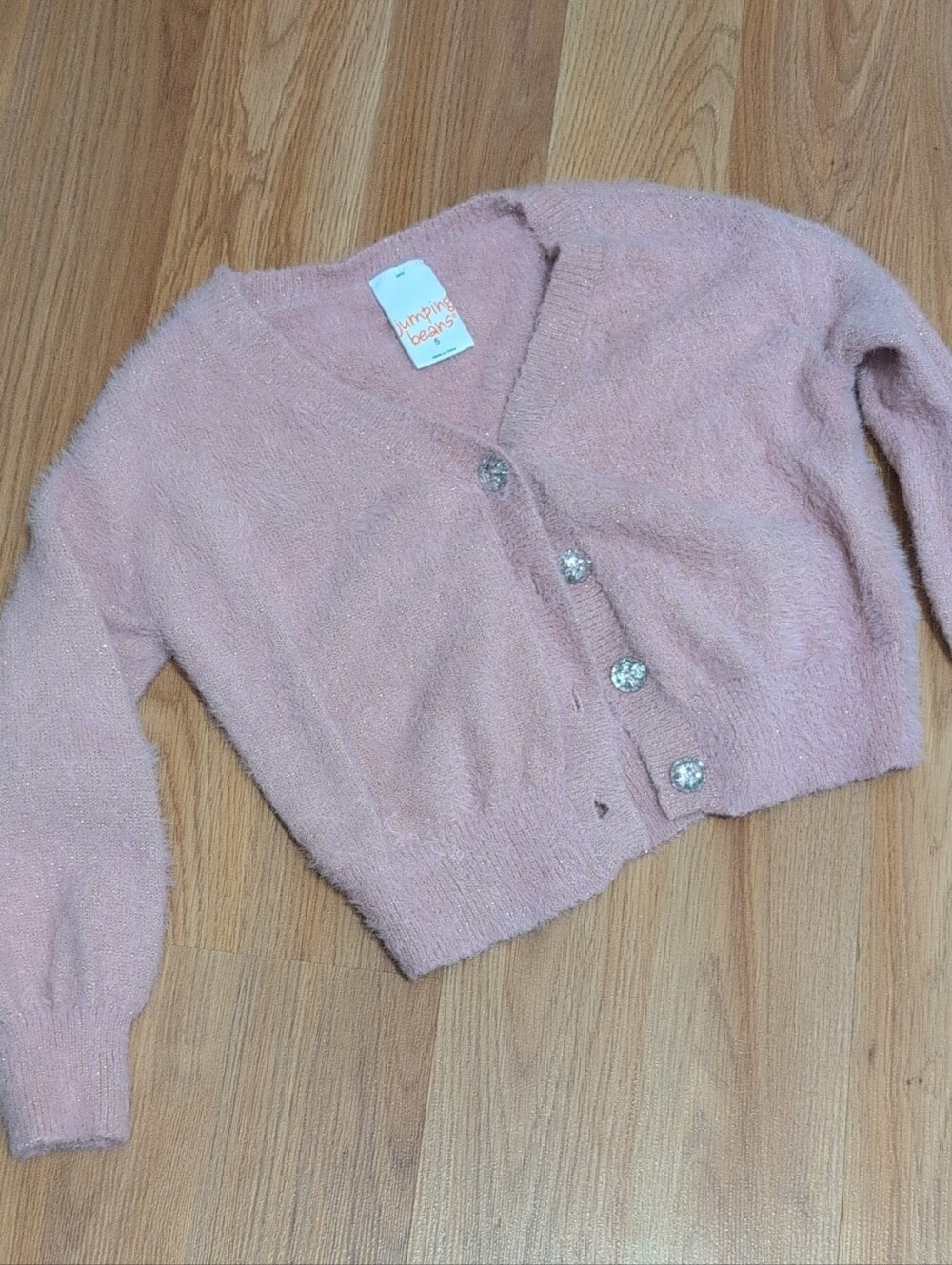 Girl’s Pink Fuzzy Button-Front Cardigan Sweater